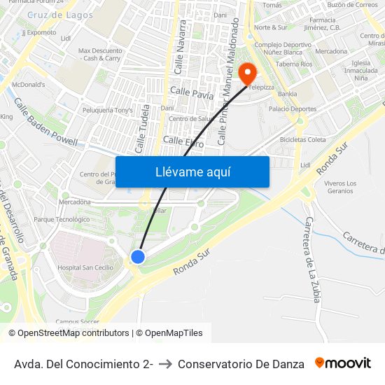 Avda. Del Conocimiento 2- to Conservatorio De Danza map