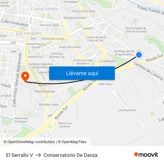 El Serrallo V to Conservatorio De Danza map