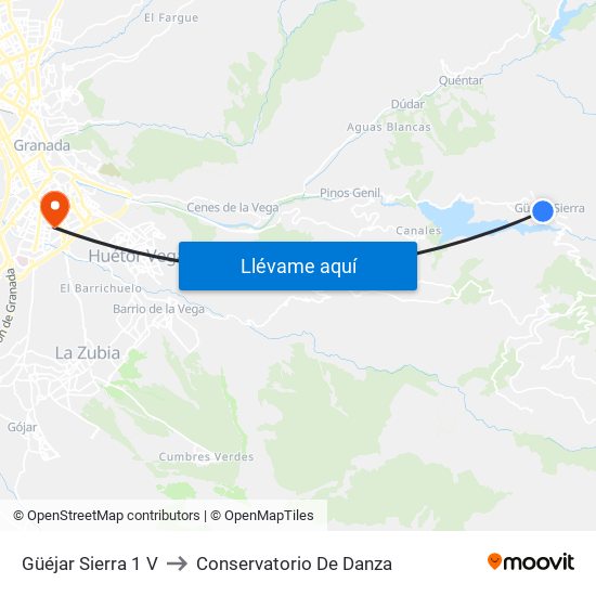 Güéjar Sierra 1 V to Conservatorio De Danza map