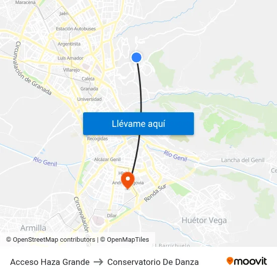 Acceso Haza Grande to Conservatorio De Danza map