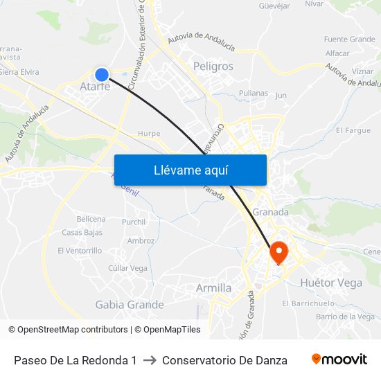 Paseo De La Redonda 1 to Conservatorio De Danza map