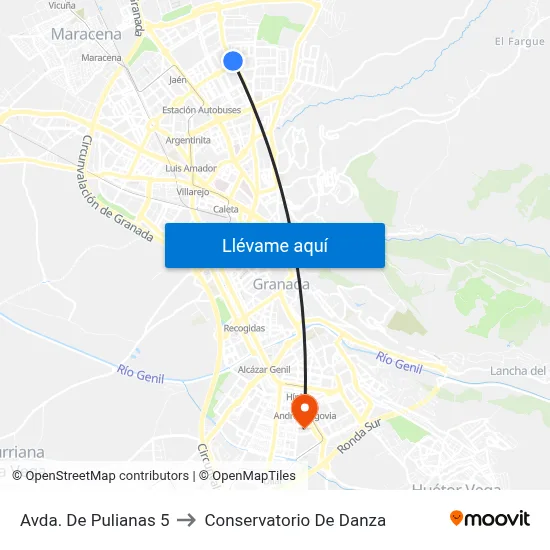 Avda. De Pulianas 5 to Conservatorio De Danza map