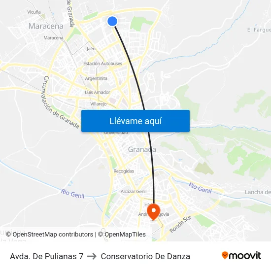 Avda. De Pulianas 7 to Conservatorio De Danza map