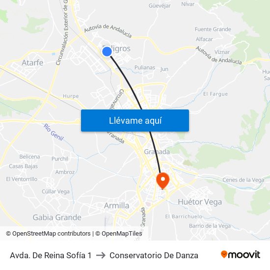 Avda. De Reina Sofía 1 to Conservatorio De Danza map