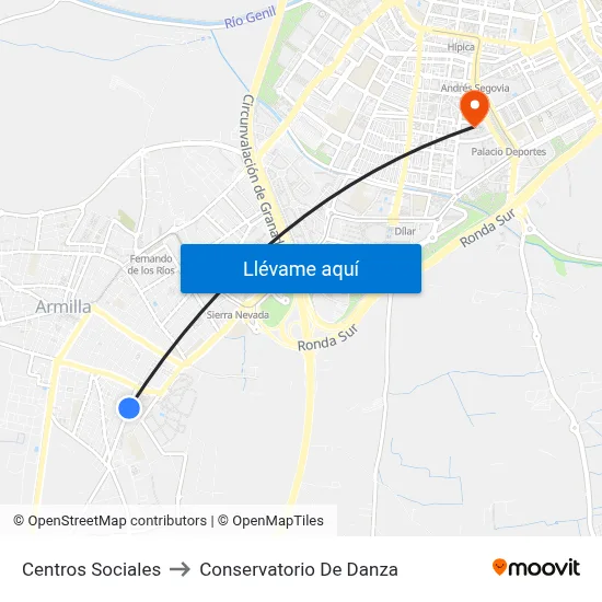 Centros Sociales to Conservatorio De Danza map