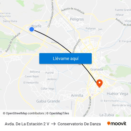 Avda. De La Estación 2 V to Conservatorio De Danza map
