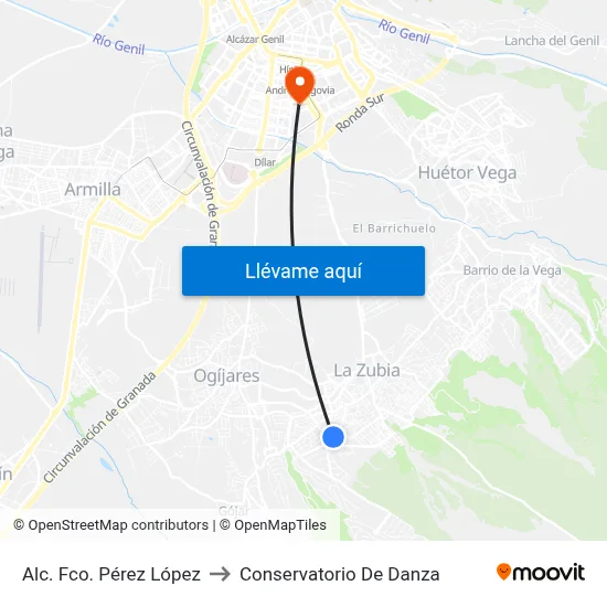 Alc. Fco. Pérez López to Conservatorio De Danza map