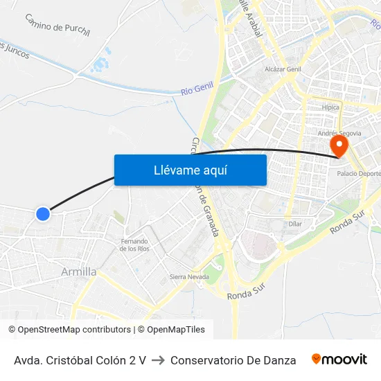 Avda. Cristóbal Colón 2 V to Conservatorio De Danza map