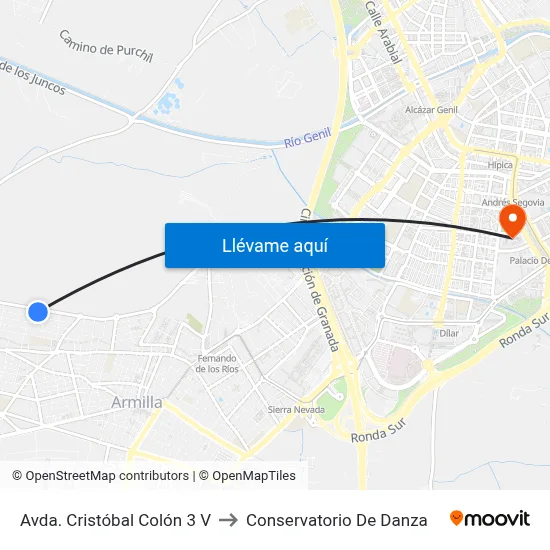 Avda. Cristóbal Colón 3 V to Conservatorio De Danza map