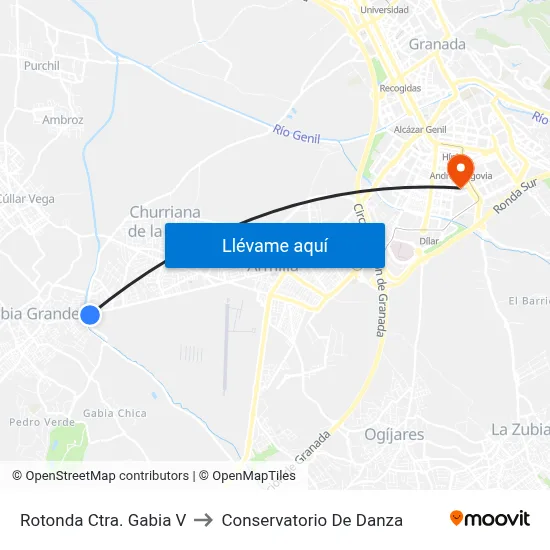 Rotonda Ctra. Gabia V to Conservatorio De Danza map
