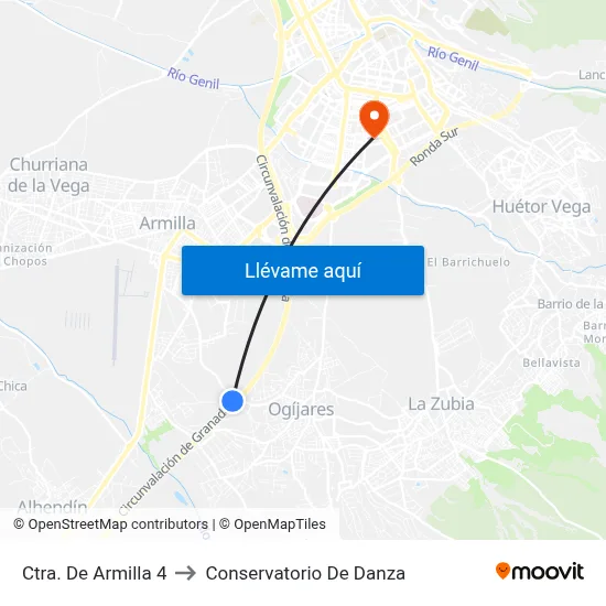 Ctra. De Armilla 4 to Conservatorio De Danza map