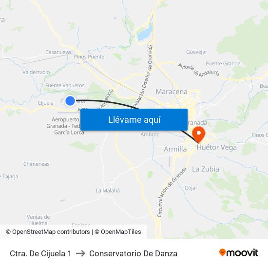 Ctra. De Cijuela 1 to Conservatorio De Danza map