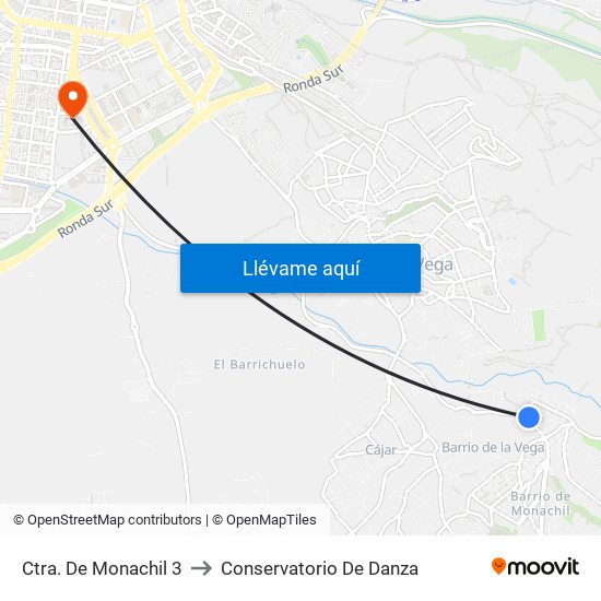 Ctra. De Monachil 3 to Conservatorio De Danza map