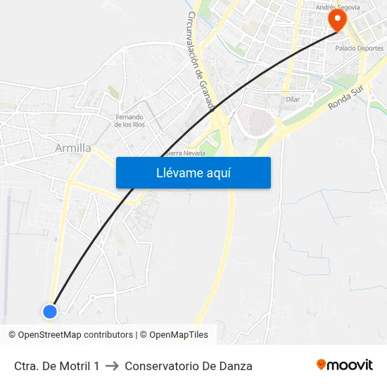 Ctra. De Motril 1 to Conservatorio De Danza map