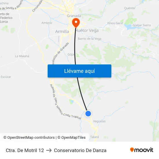 Ctra. De Motril 12 to Conservatorio De Danza map