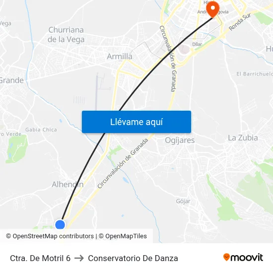 Ctra. De Motril 6 to Conservatorio De Danza map
