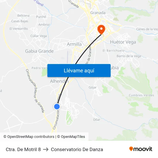 Ctra. De Motril 8 to Conservatorio De Danza map