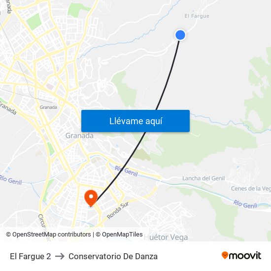 El Fargue 2 to Conservatorio De Danza map