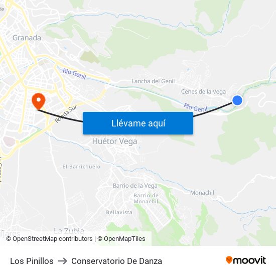 Los Pinillos to Conservatorio De Danza map
