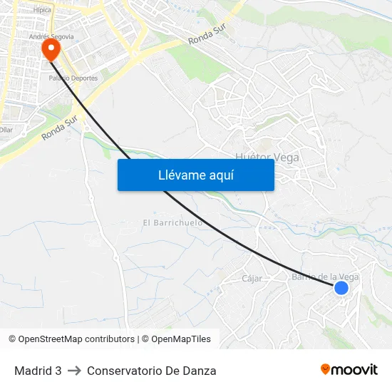 Madrid 3 to Conservatorio De Danza map