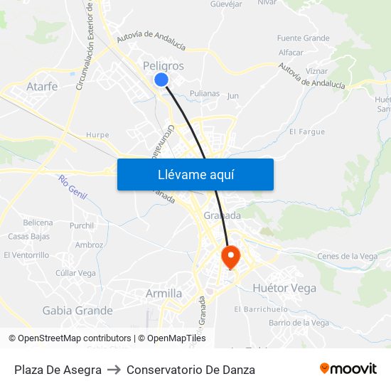 Plaza De Asegra to Conservatorio De Danza map