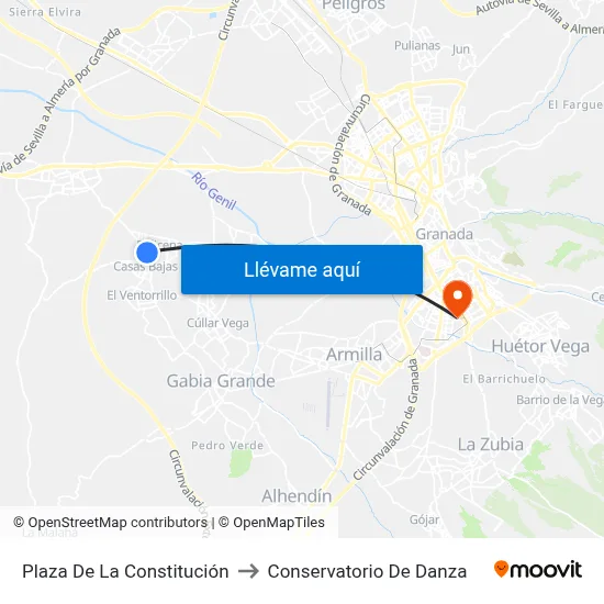 Plaza De La Constitución to Conservatorio De Danza map
