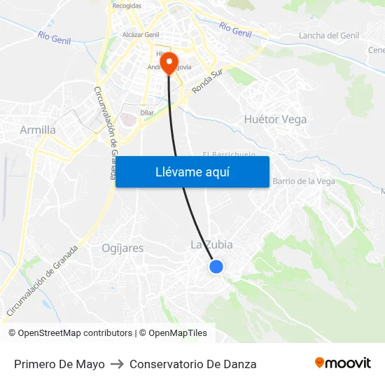 Primero De Mayo to Conservatorio De Danza map