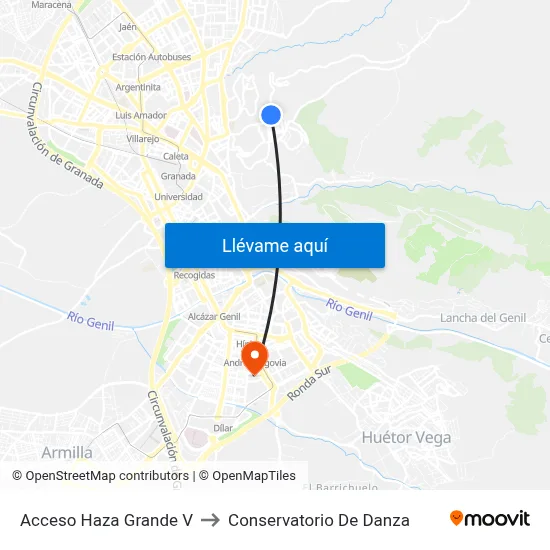 Acceso Haza Grande V to Conservatorio De Danza map