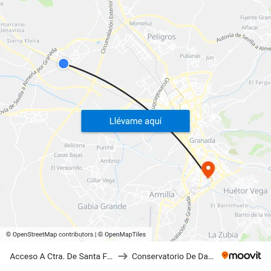 Acceso A Ctra. De Santa Fe V to Conservatorio De Danza map