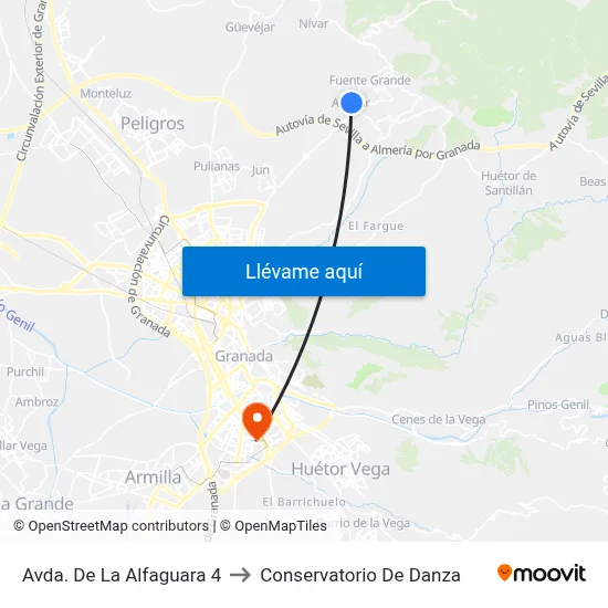 Avda. De La Alfaguara 4 to Conservatorio De Danza map