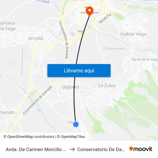 Avda .De Carmen Morcillo 2 V to Conservatorio De Danza map