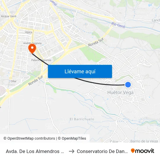 Avda. De Los Almendros 1 V to Conservatorio De Danza map