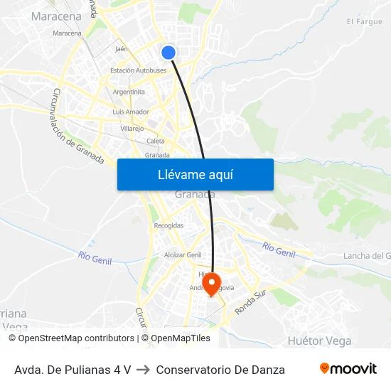 Avda. De Pulianas 4 V to Conservatorio De Danza map