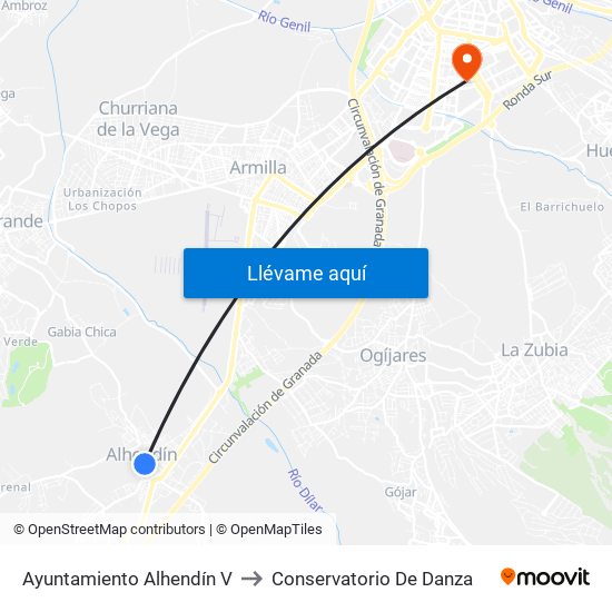 Ayuntamiento Alhendín V to Conservatorio De Danza map