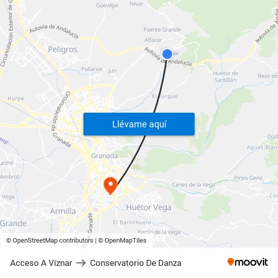 Acceso A Víznar to Conservatorio De Danza map