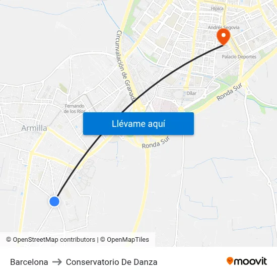 Barcelona to Conservatorio De Danza map