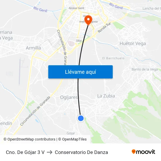 Cno. De Gójar 3 V to Conservatorio De Danza map