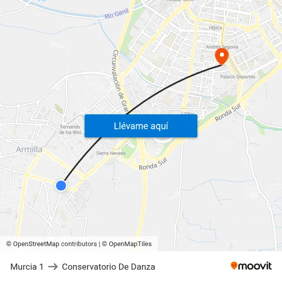 Murcia 1 to Conservatorio De Danza map