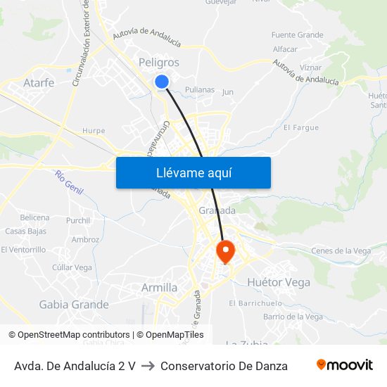 Avda. De Andalucía 2 V to Conservatorio De Danza map