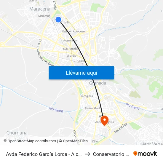 Avda Federico García Lorca - Alcalde Díaz Berbel to Conservatorio De Danza map