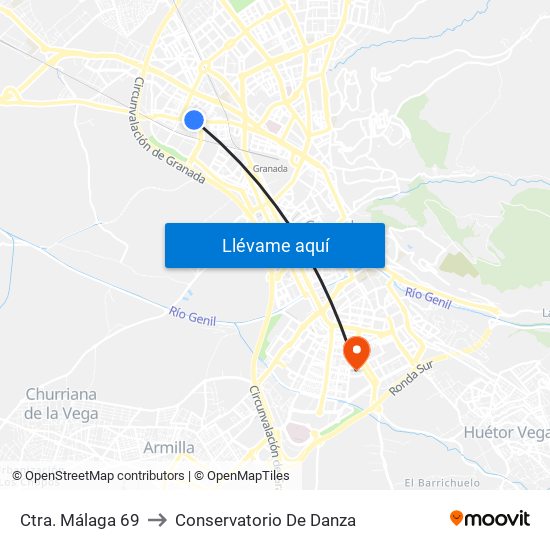Ctra. Málaga 69 to Conservatorio De Danza map