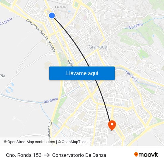 Cno. Ronda 153 to Conservatorio De Danza map