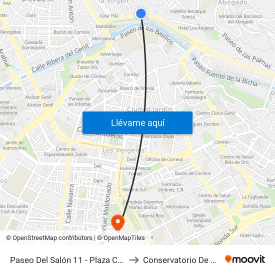 Paseo Del Salón 11 - Plaza Carretas to Conservatorio De Danza map