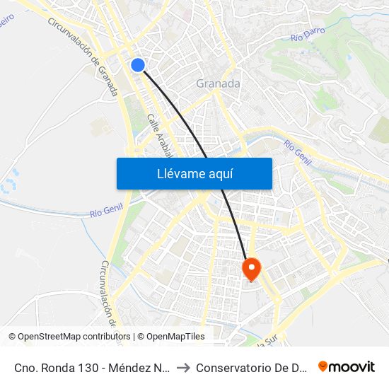 Cno. Ronda 130 - Méndez Núñez to Conservatorio De Danza map