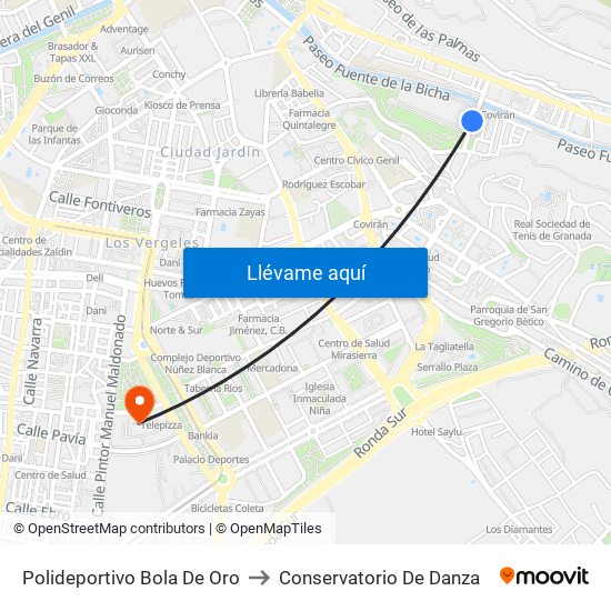 Polideportivo Bola De Oro to Conservatorio De Danza map