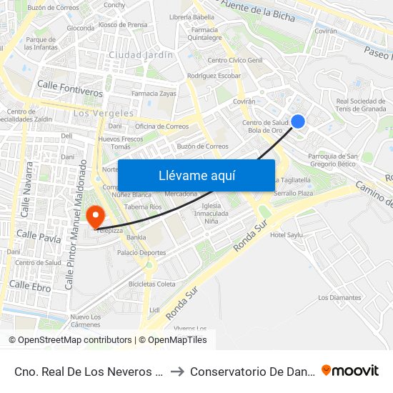 Cno. Real De Los Neveros 28 to Conservatorio De Danza map