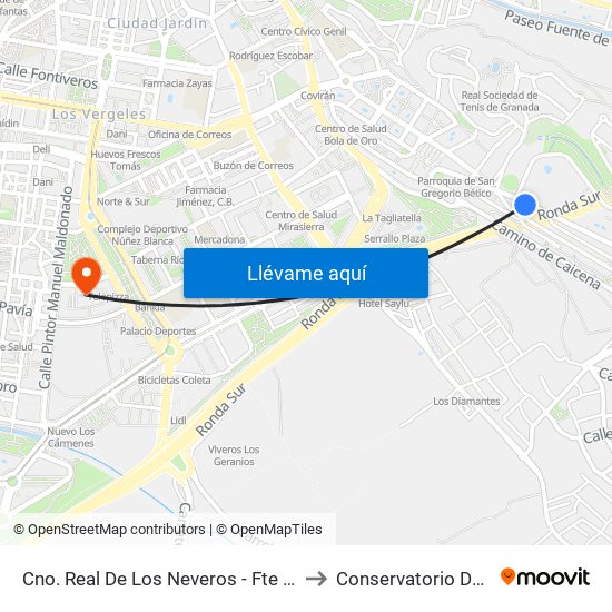 Cno. Real De Los Neveros - Fte Aconcagua to Conservatorio De Danza map