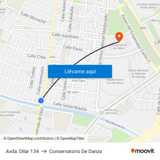 Avda. Dílar 134 to Conservatorio De Danza map