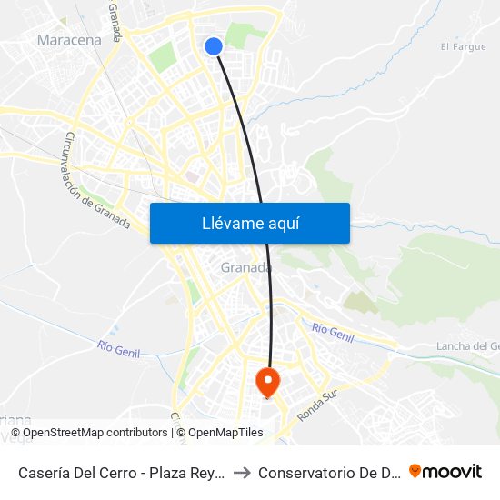 Casería Del Cerro - Plaza Rey Badis to Conservatorio De Danza map