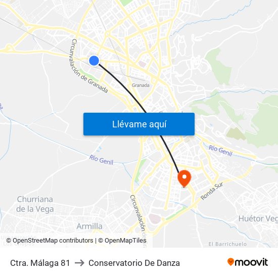 Ctra. Málaga 81 to Conservatorio De Danza map